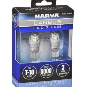 NARVA 12V T10 LED WEDGE GLOBE CANBUS