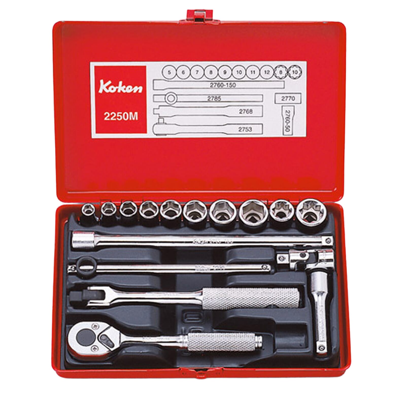 Koken 2250M Socket Set 16pc 1/4"Dr 5-12mm 6pt and 8 & 10mm 8pt 3 Koken 2250M Socket Set 16pc 1/4"Dr 5-12mm 6pt and 8 & 10mm 8pt