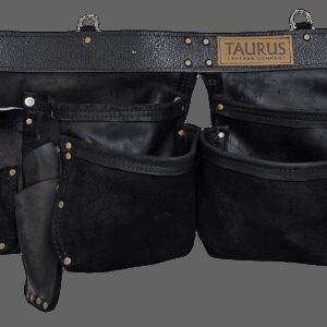 Taurus Tough Full Leather Split Leg Toolbelt Apron 4-Pocket Black