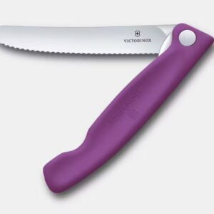 Victorinox Folding Picnic Knife Wavy Blade Purple Handle