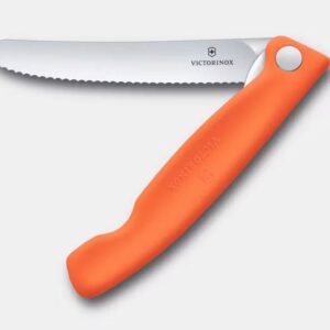 Victorinox Folding Picnic Knife Wavy Blade Orange Handle
