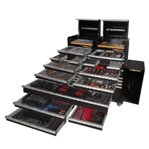 GEARWRENCH 638Pc Combination Tool Kit + 2x 28in. Chests + 2x 58in. Trolleys + 2x Side Cabinets