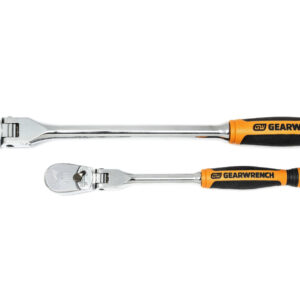 GEARWRENCH 2Pc 1/4 & 3/8 in. Drive 90-Tooth Dual Material Flex Head Teardrop Ratchet Set