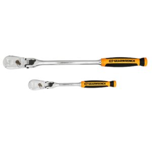 GEARWRENCH 2Pc 1/4 & 3/8 in. Drive 90-Tooth Locking Flex Head Teardrop Ratchet Set