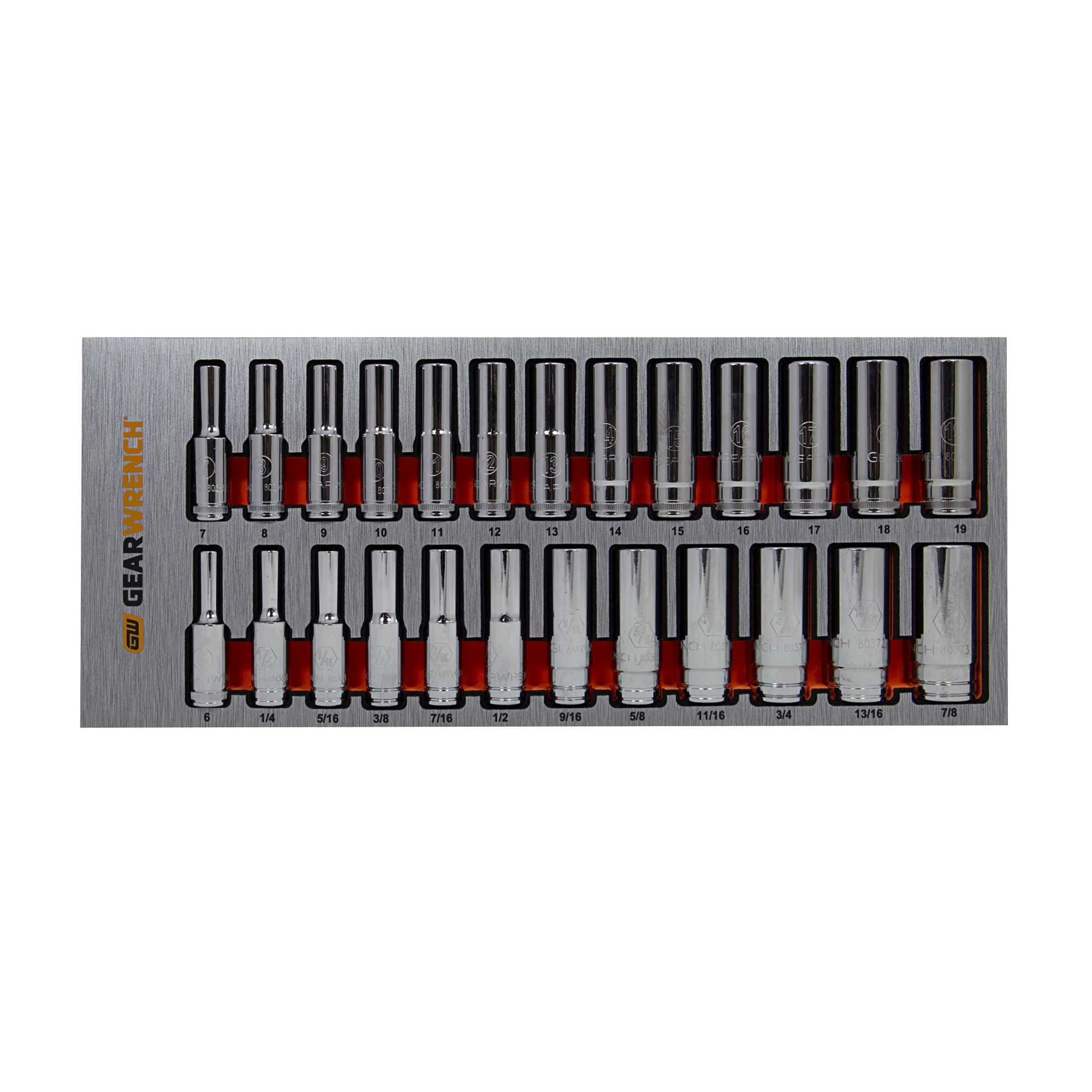 GEARWRENCH 25Pc 3/8in. Drive 6-Point Metric/SAE Deep Socket Set in EVA Tray 1 GEARWRENCH 25Pc 3/8in. Drive 6-Point Metric/SAE Deep Socket Set in EVA Tray