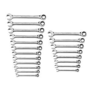 GEARWRENCH 12Pc Metric & 8Pc SAE Open End Ratcheting Wrench Set