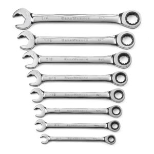 GEARWRENCH 8Pc 72-Tooth 12-Point SAE Open End Ratcheting Wrench Set