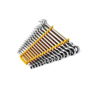 GEARWRENCH 16Pc 90-Tooth 12-Point Flex Head Metric Ratcheting Combination Wrench Set
