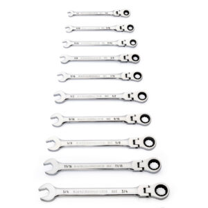 GEARWRENCH 10Pc 90-Tooth 12-Point SAE Flex Head Combination Ratcheting Wrench Set