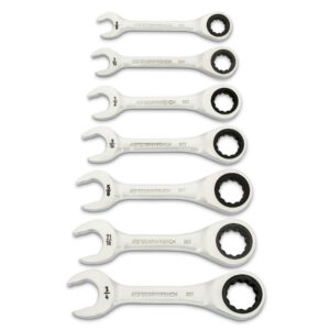 GEARWRENCH 7Pc 90-Tooth 12-Point SAE Stubby Combination Ratcheting Wrench Set