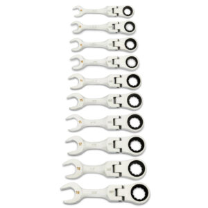 GEARWRENCH 10Pc 90-Tooth 12-Point Metric Stubby Flex Ratcheting Combination Wrench Set