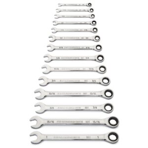 GEARWRENCH 14Pc 90-Tooth 12-Point SAE Combination Ratcheting Wrench Set