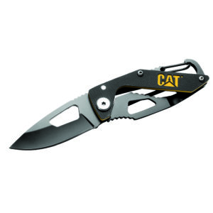 Cat 135mm Folding Skeleton Knife with Black Blade and Carabiner