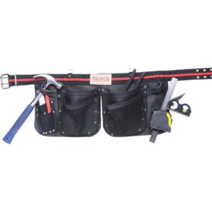 Taurus Tough Full Leather/Web Toolbelt Apron 4-Pocket Black