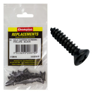 Champion 8G x 3/4in S/Tapping Screw Raised Head Ph Blk -30pk