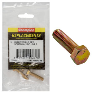 Champion 5/16in x 1-1/4in UNC Set Screw -Gr5 -3pk