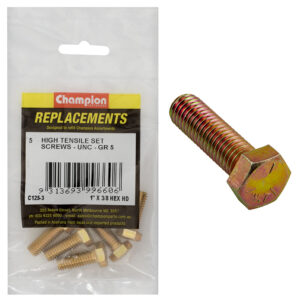 Champion 3/8in x 1in UNC Set Screw -Gr5 -5pk
