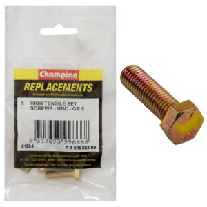 Champion 5/16in x 1in UNC Set Screw -Gr5 -5pk