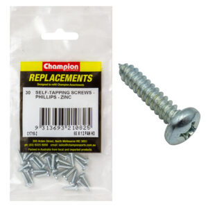 Champion 6G x 1/2in S/Tapping Screw Pan Head Phillips - 30pk