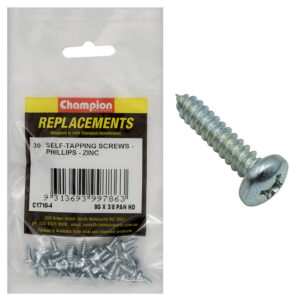 Champion 8G x 3/8in S/Tapping Screw Pan Head Phillips - 30pk