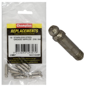 Champion Grease Nipple Stainless 1/4 x 1-1/4in 316/A4 - 10pk