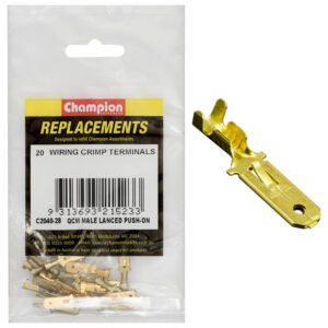 Champion Crimp Terminals Male Lanced Push On - 20pk