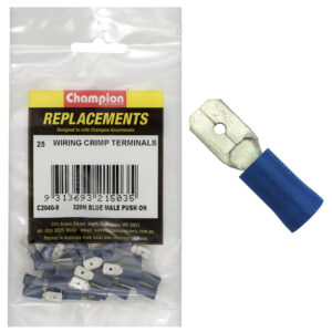 Champion Crimp Terminals Blade Male Blue 6.3mm - 25pk