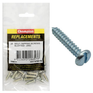 Champion 14G x 3/4in S/Tapping Screw Pan Head Slot -25pk