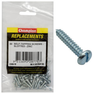 Champion 8G x 5/8in S/Tapping Pan Head Slotted -50pk
