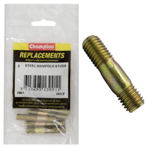 Champion 3/8in UNC x 2in Manifold Stud- Steel- Holden - 10pk