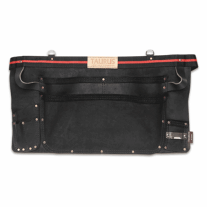 Taurus Tough Full Leather/Web Carpenter Toolbelt Apron 3-Pocket Black