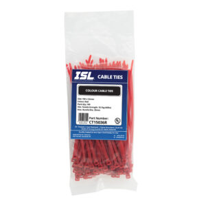 ISL 150 x 3.6mm Nylon Cable Tie - Red - 100pk