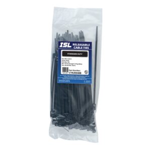 ISL 200 x 4.8mm UV Nylon Releasable Cable Tie - Blk - 100pk