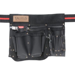 Taurus Tough Full Leather/Web Electrician Toolbelt Apron L/H Black
