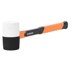 Groz Rubber Mallet 24oz- Dual Head- Fibreglass Handle 14in