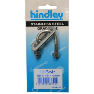 Hindley U Bolt Stainless Steel 25mm Carded