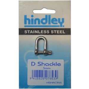 Hindley D Shackle Standard Stainless Steel 3mm Carded
