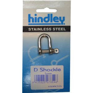 Hindley D Shackle Standard Stainless Steel 5mm Carded