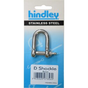 Hindley D Shackle Standard Stainless Steel 8mm Carded