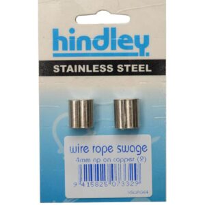 Hindley Wire Rope Swages NP on Copper 2-pce 4mm Carded