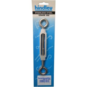 Hindley Turnbuckle Open Body Stainless Steel Eye & Eye 8mm Carded