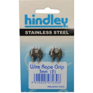 Hindley Wire Rope Grip Stainless Steel 2-pce 3mm Carded