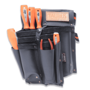 Taurus Tough Full Leather/Web Linesman Toolbelt Apron Black