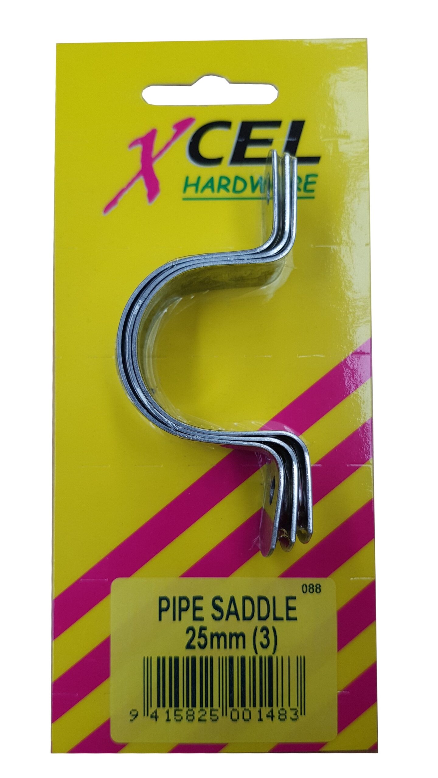Xcel Pipe Saddles - Galvanised 3-pce 25mm Carded 1 Xcel Pipe Saddles - Galvanised 3-pce 25mm Carded