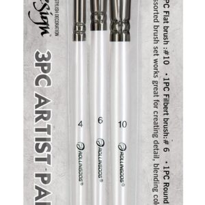 Rolling Dog Artist Paint Brush Set 3 Pce