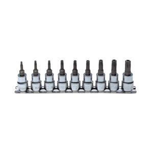 Koken RS3025-PR Penta-Lobe Bit Socket 5 Point with hole on Rail 9pc 3/8"Dr 10PR-50PR