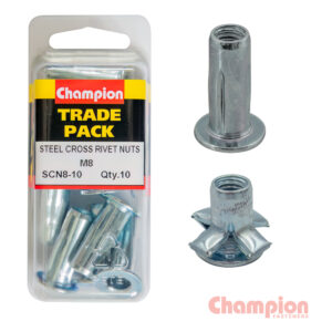 Champion Steel Cross Rivet Nuts - M8