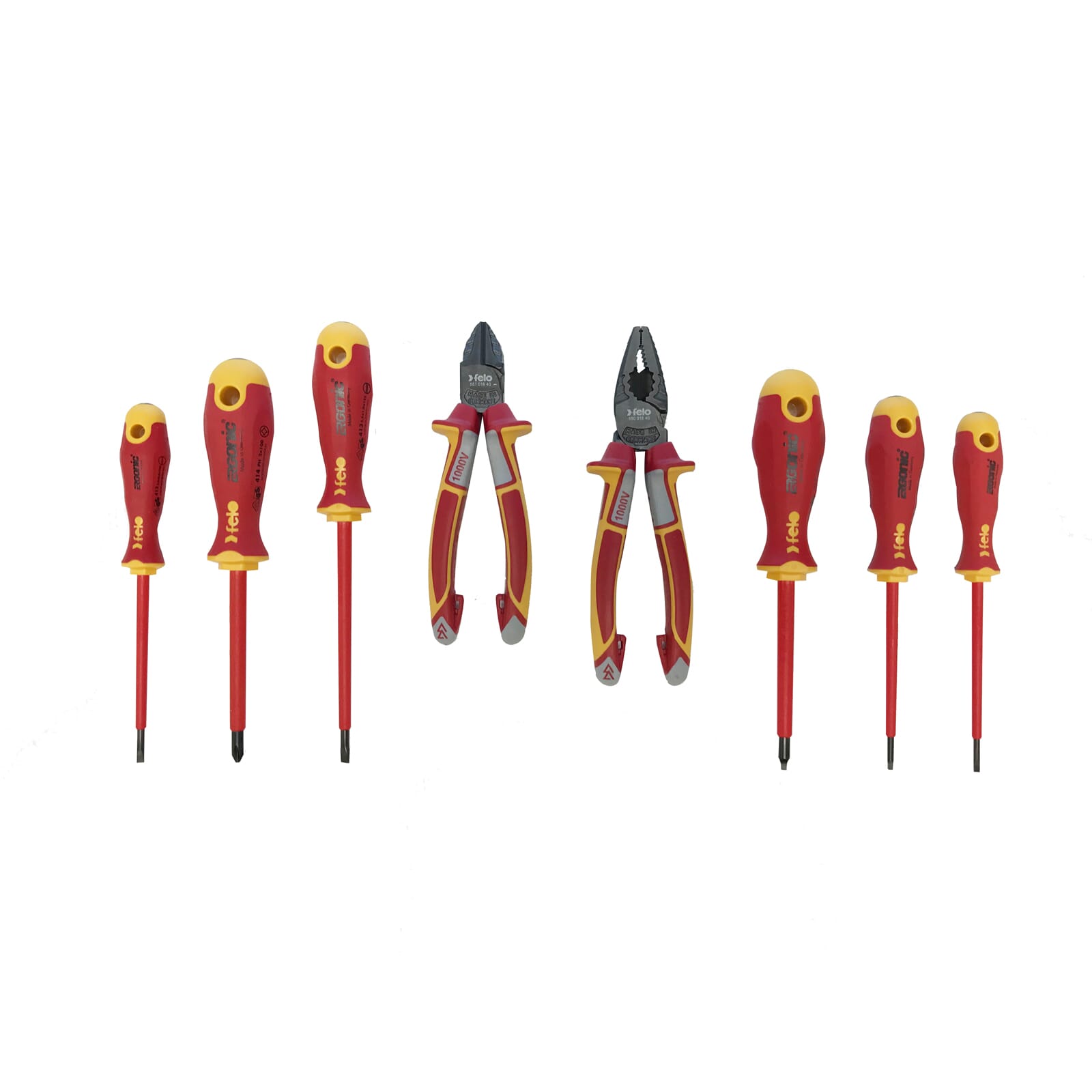 Felo 413 Series Ergonic Screwdrivers & Pliers Set 8pc 1000V VDE 1 Felo 413 Series Ergonic Screwdrivers & Pliers Set 8pc 1000V VDE