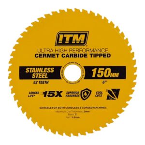 ITM 150mm SS Metal Cutting Blade Cermet Carbide Tipped 52T
