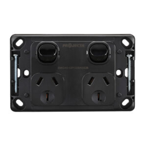 PROJECTA DOUBLE GPO 240V 10A BLACK BASE PK10